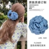 Denim light crab pin, flowered