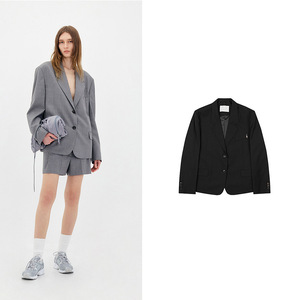韩国小众low classic羊毛西装女宽松阔肩极简老钱风西服外套韩版