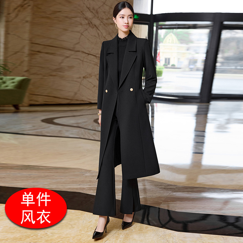 时尚韩版腰带女式风衣外套春秋季女中长款高级感纯灰色小个子9936|undefined