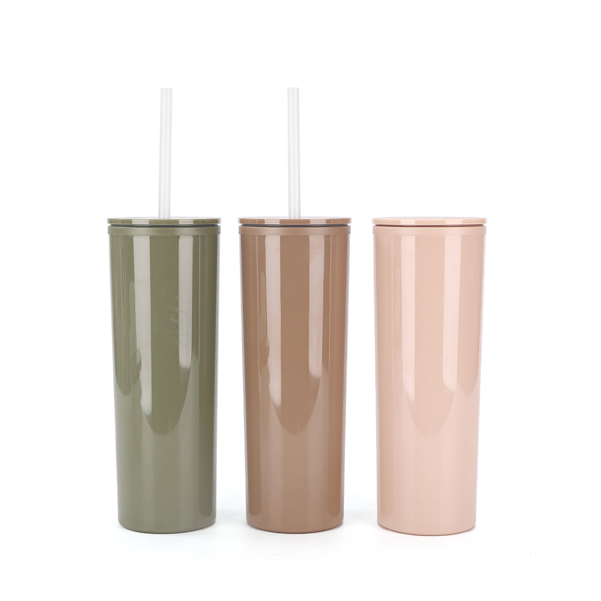 Nuevo 24oz taza de paja de vacío de gran capacidad moderna taza de plástico de cubierta plana taza de agua portátil al aire libre taza de regalo