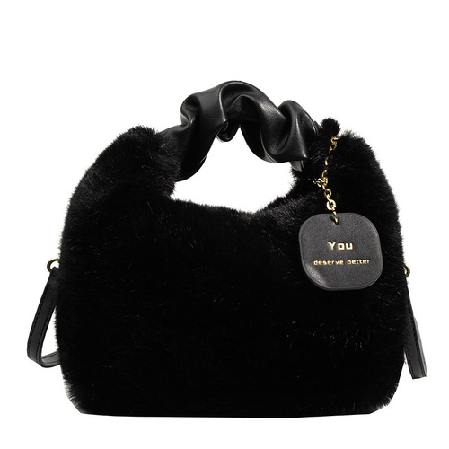 Fashion Plush Bag Women's  Winter New Casual Simple Crossbody Bag Retro Commuting Handbag Women's Bag