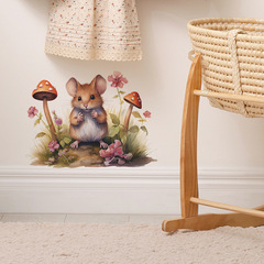 梵汐fun-f9卡通萌趣小老鼠蘑菇臥室客廳玄關家居裝飾牆貼紙批發