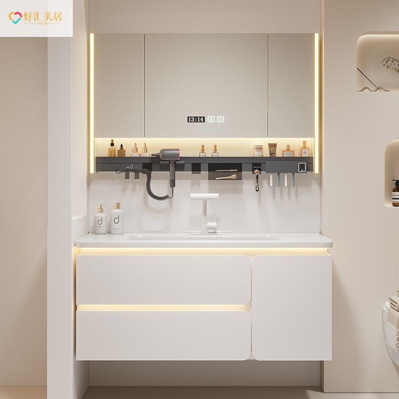 2026 New Cream-Style Bathroom Cabinet with Integrated Ceramic Basin, Bathroom Vanity Sink, Hand-Washing and Face-Washing Basin Cabinet 2026 New Cream-Style Bathroom Cabinet with Integrated Ceramic Basin, Bathroom Vanity Sink, Hand-Washing and Face-Washing Basin Cabinet