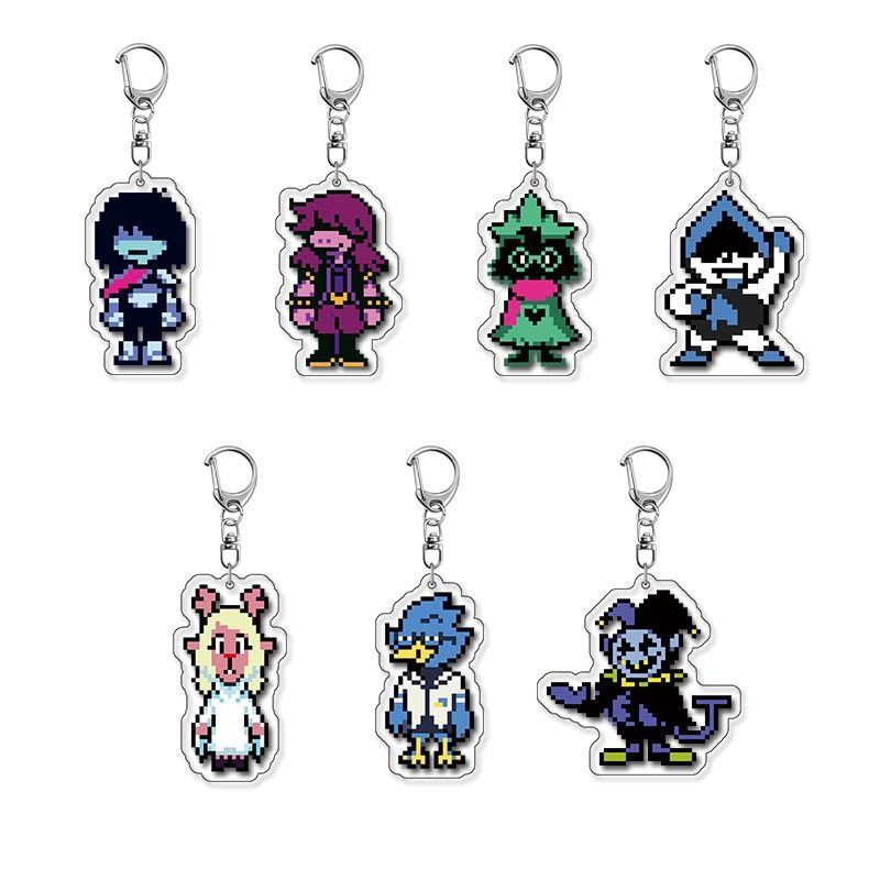 Pixel Style Deltarune Peripheral Cartoon Game Character Acrylic Keychain Bag Pendant Decoration Collection