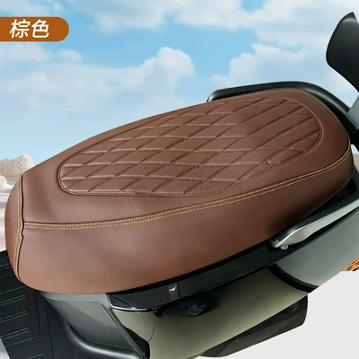 Leather with Embossed Double-Stitching, Electric car cushion - brown-small