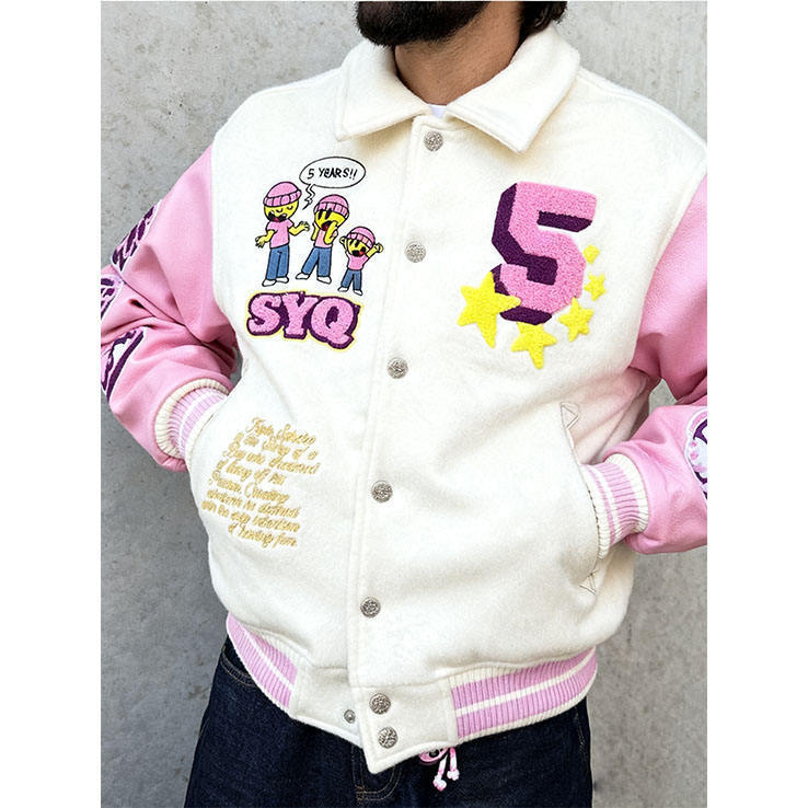 Factory-customized high-quality winter streetwear embroidered zip-up collar design men's varsity jacket Factory-customized high-quality winter streetwear embroidered zip-up collar design men's varsity jacket