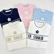 惊爆价D家一手货源高版本早春幸运星金银线五角星字母刺绣针织衫