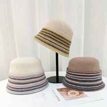 秋冬时尚双面羊毛盆帽新品休闲气质帽子青年复古渔夫帽女士保暖帽
