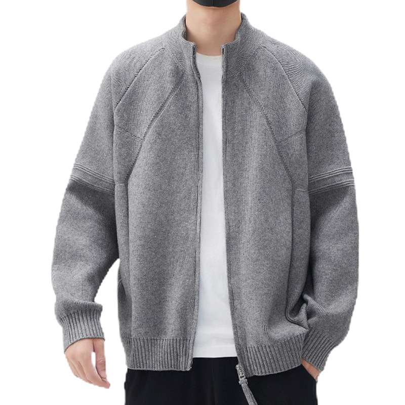 Explosiones transfronterizas de tamaño europeo suéter de cremallera doble chaqueta cardigans chaqueta suéter de punto fábrica de negocios al por mayor