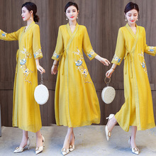 汉服女中国风春夏新款法式设计感小众禅意复古茶服洋气改良连衣裙