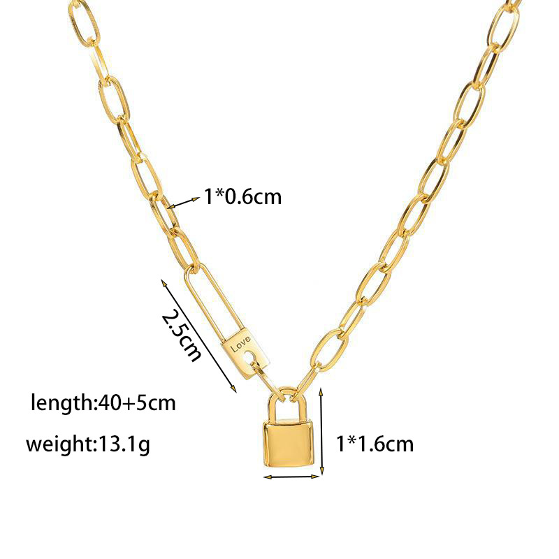 【xkn6133】 lock necklace gold
