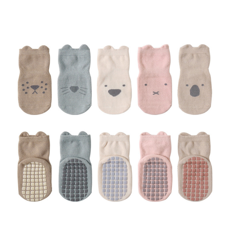 Calcetines de piso para bebés, calcetines de piso para bebés, calcetines de primavera y otoño, calcetines de algodón transpirables, calcetines antideslizantes para niños, calcetines de educación temprana, calcetines para niños