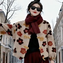 爆款小香风立体花朵羽绒服外套女冬季25新白鸭绒盘扣羊毛呢上衣潮