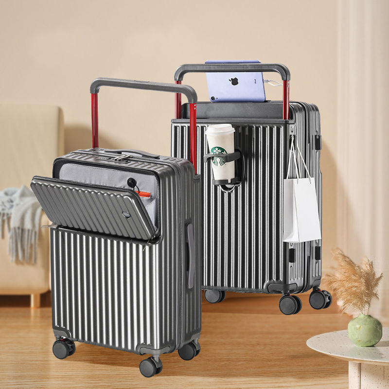 2025 marco de aluminio para equipaje, apertura frontal, caja de contraseña de varilla de tracción multifuncional de gran capacidad, rueda silenciosa para estudiantes, rueda amortiguadora