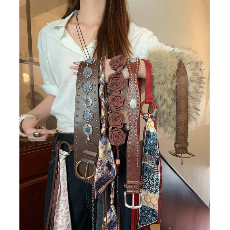 棕色腰带女款复古高级感配裙子牛仔裤带小众民族风咖啡色皮带配饰|undefined