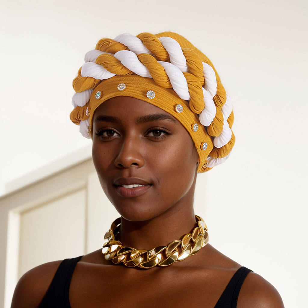 Novi čavli na rubu šešira, dijamantne trake u boji, pletena marama u dvije boje, šešir, pokrivalo za glavu._voghion.com