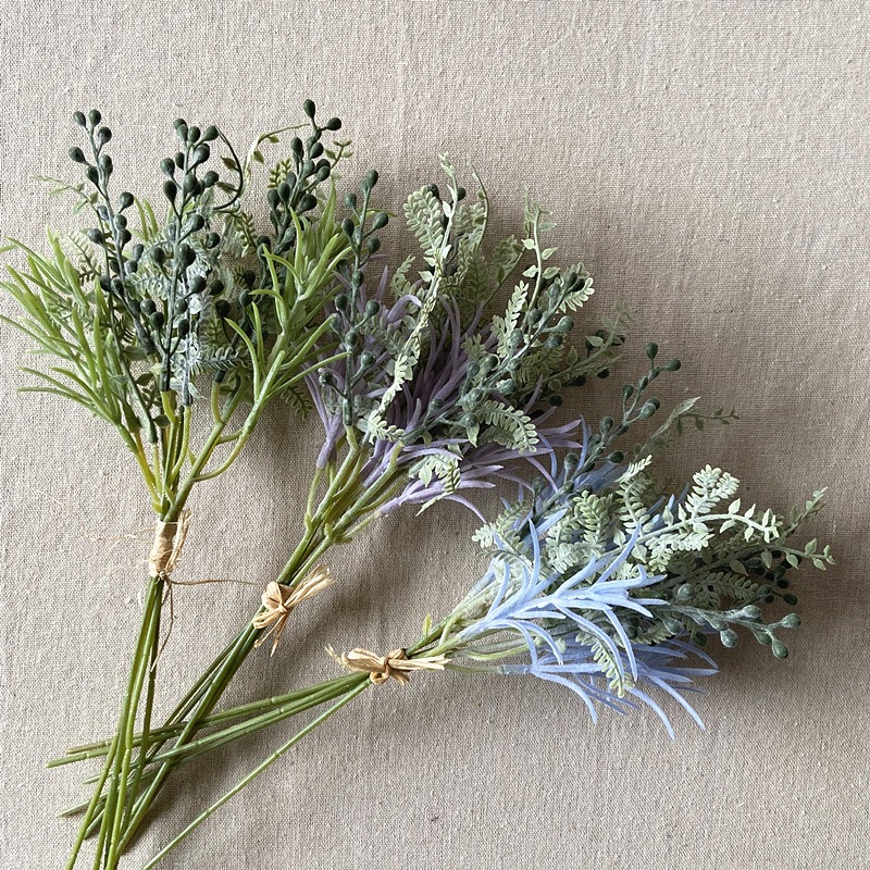 扁叶千丝果仿真花 手扎花植绒塑料叶家居装饰插花婚礼花材仿真草