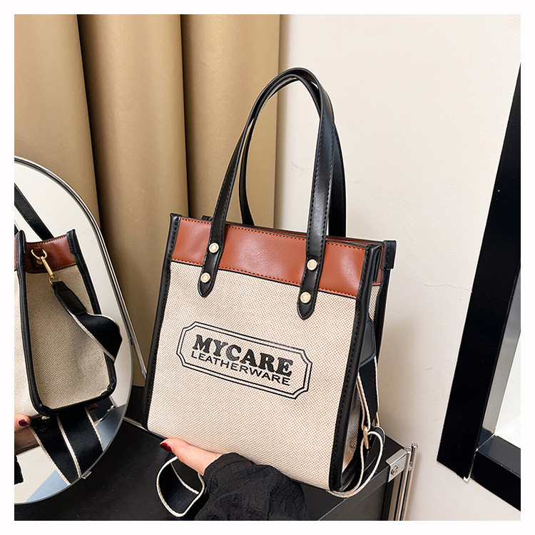 Nuevo cross-border bolso de empalme de color para mujeres 2025 verano lienzo de moda mochila de hombro simple bolsa de viaje image 8