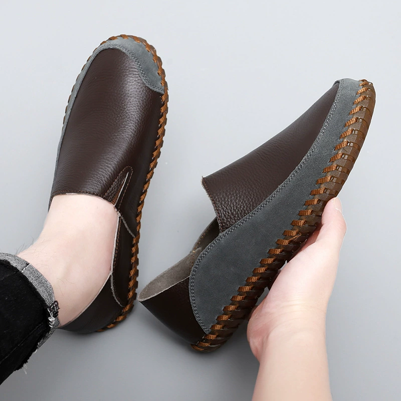 2024 весна и лето лоукарт Slip-on обувь 47 большой размер ретро модные кожаные обувь для вождения мужские нескользящие и легкие
