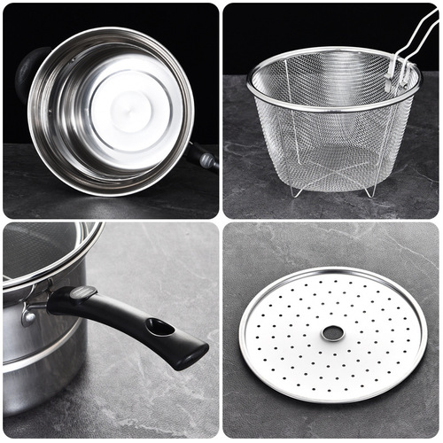 Directly supplied from the manufacturer, stainless steel household noodle pot, soup pot, single-bottom frying and steaming soup multi-functional cooking pot, gift