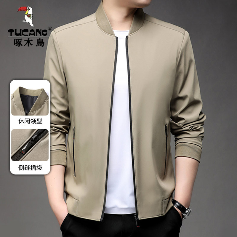 Woodpecker Men's Jacket Spring Stand Collar Business Casual Thin No-Iron Anti-Wrinkle Windproof Top Men's Jacket