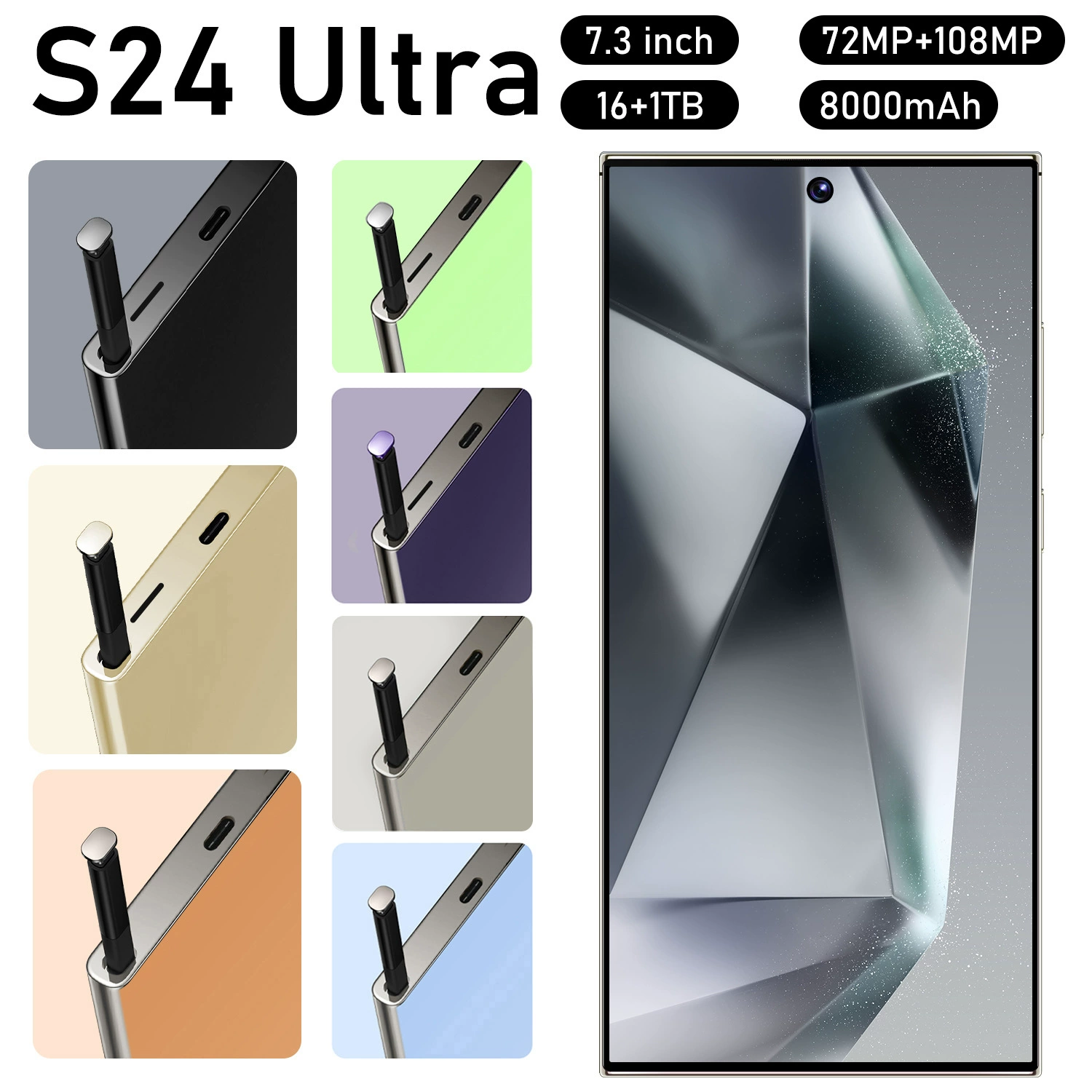 (Граница торговля), мобильный телефон, S24, S24 Ultra, 7.3 дюйма, широкоформатный экран, пожелание