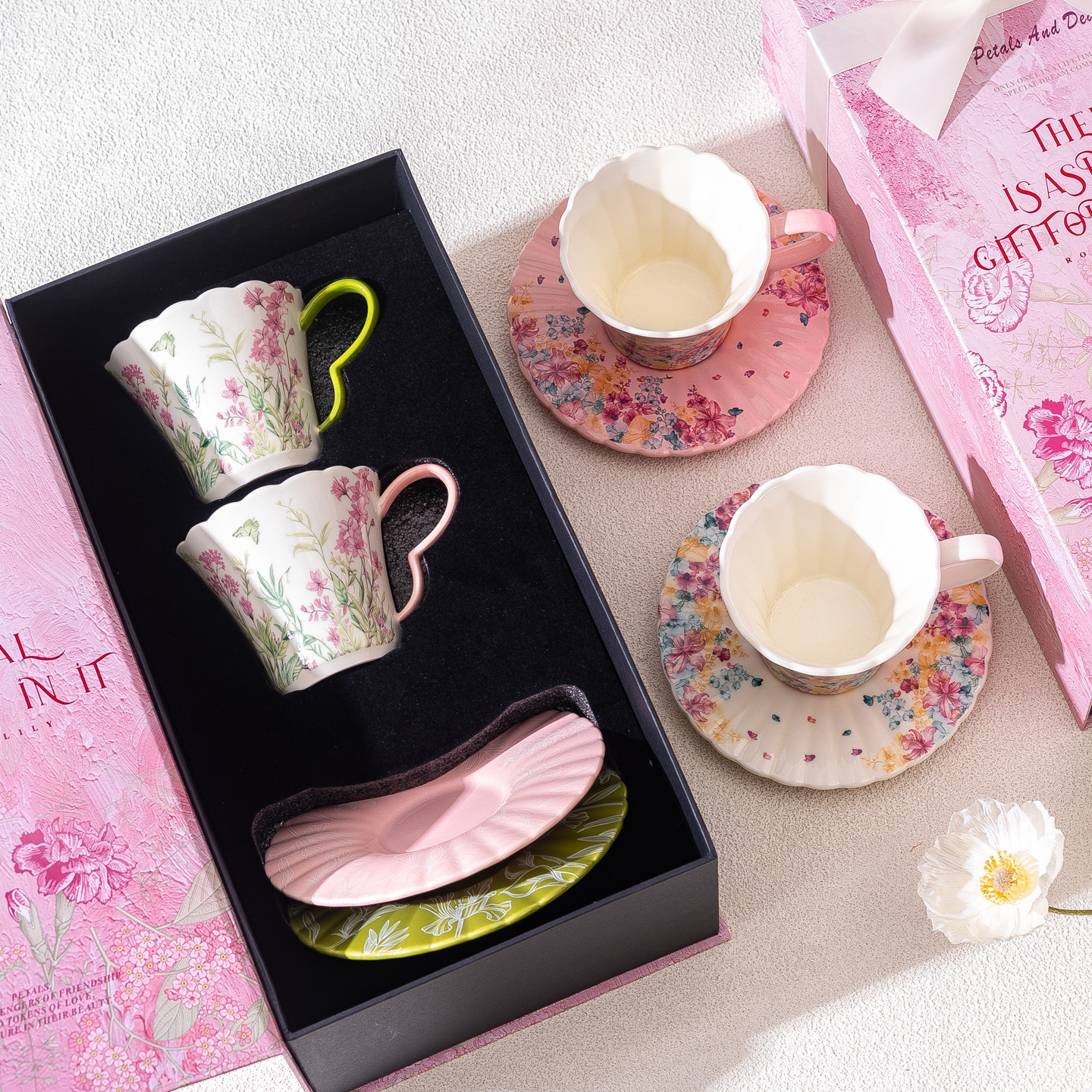 Highly Attractive Housewarming For Best Friend: Set Of Coffee Cups And 2 Saucers, Aernoon Tea Cups, Unique High-End_voghion.com