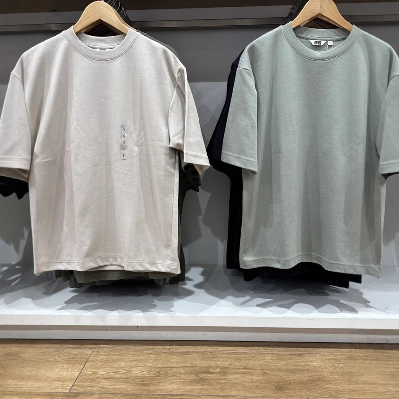 URAZ single flat for 1:1 fabric cool T men's and women's AIRism crew neck T-shirt short sleeve 465185