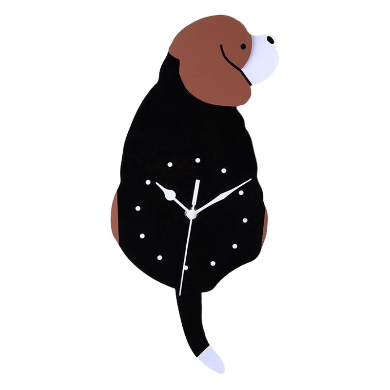 Creativo acrílico niños cuarzo DIY reloj emoyo swing cola cachorro Reloj de pared
