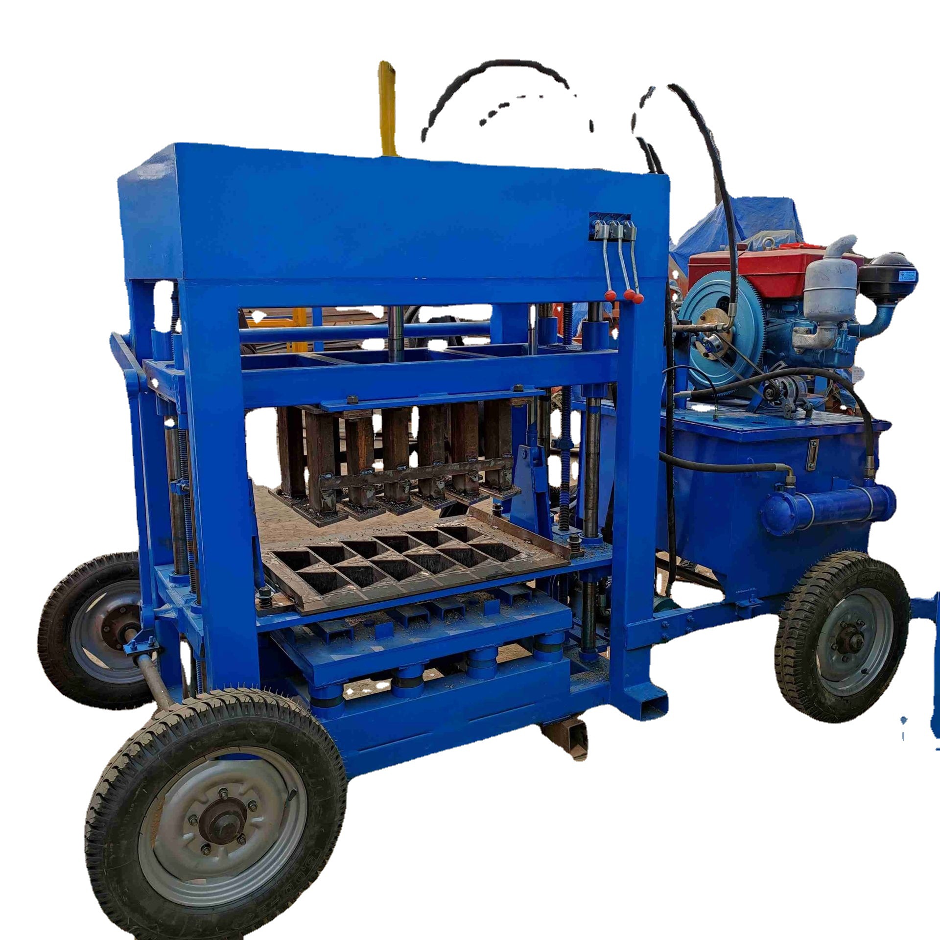 可移动式免烧砖机出口非洲东南亚液压制砖机混凝土砌块机铺路砖机