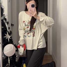 秋款莫代尔棉蝙蝠袖女睡衣家居服