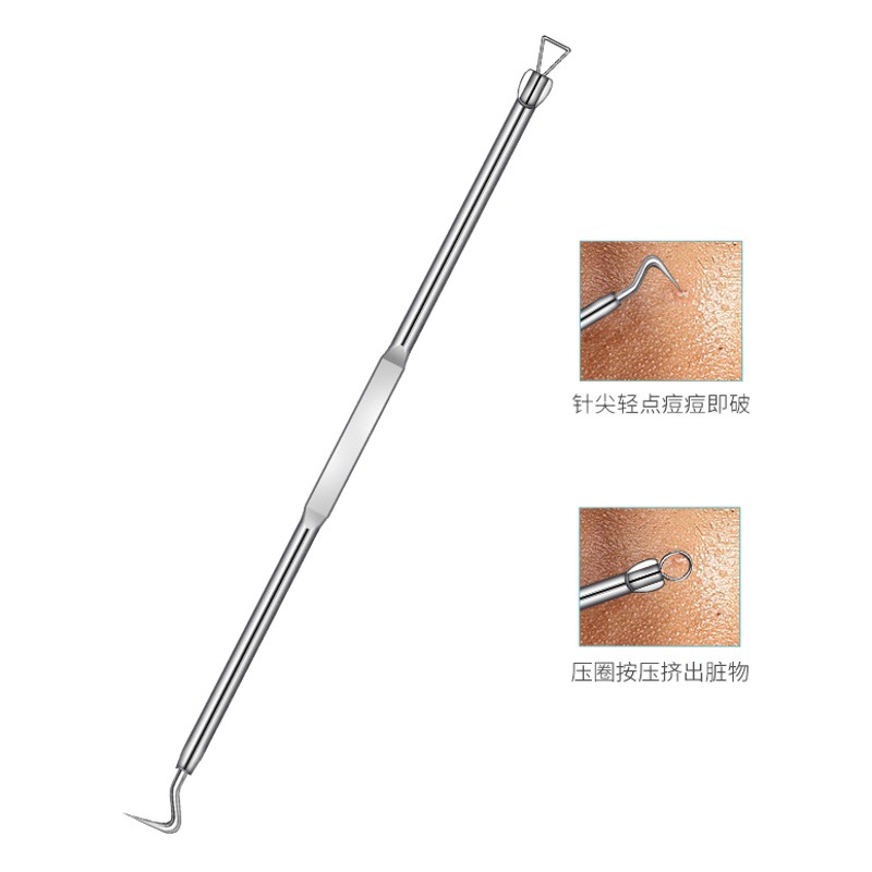 Fabricante de herramientas de belleza traje de celda clip de doble cabeza de acné eliminación de acné aguja de acné blackhead eliminación de aguja de acero inoxidable aguja de acné