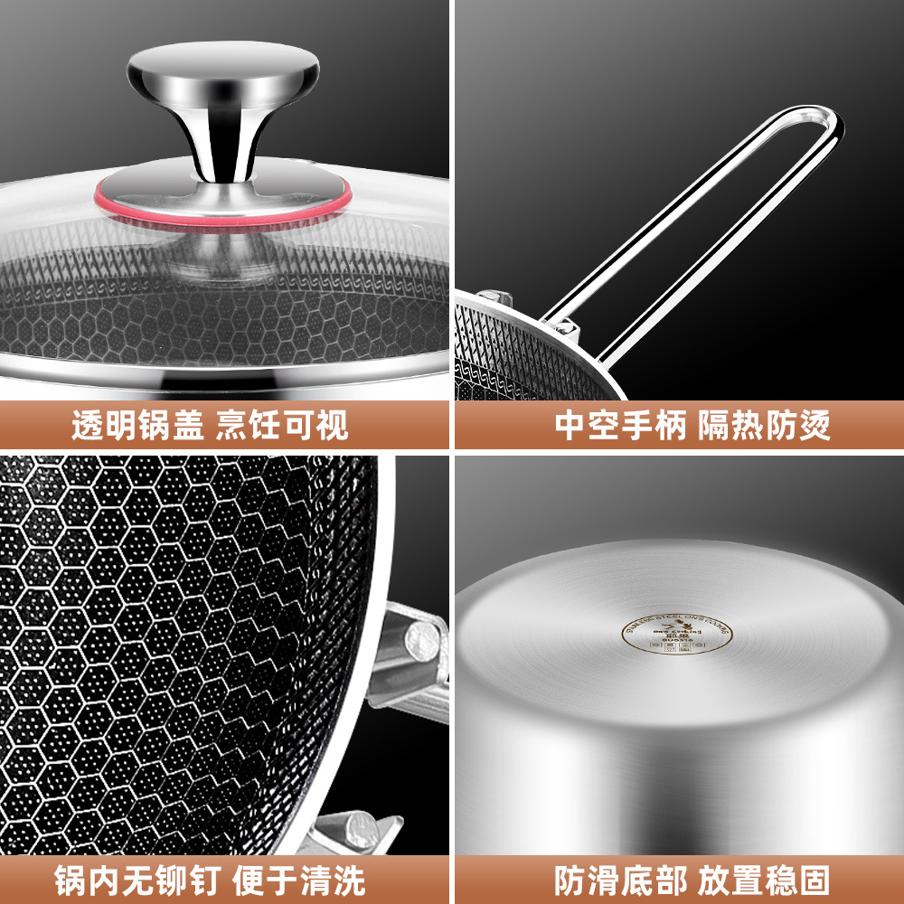 Fábrica 304 olla de cocina de acero inoxidable gruesa olla de cocina electromagnética de mango único