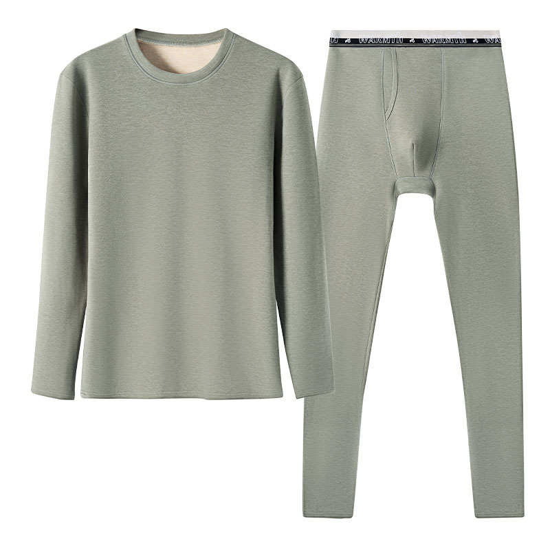 Ropa interior térmica de terciopelo alemán de otoño e invierno, ropa interior de cachemira gruesa para hombres, ropa abrigada, ropa de otoño para jóvenes, traje de pantalones largos