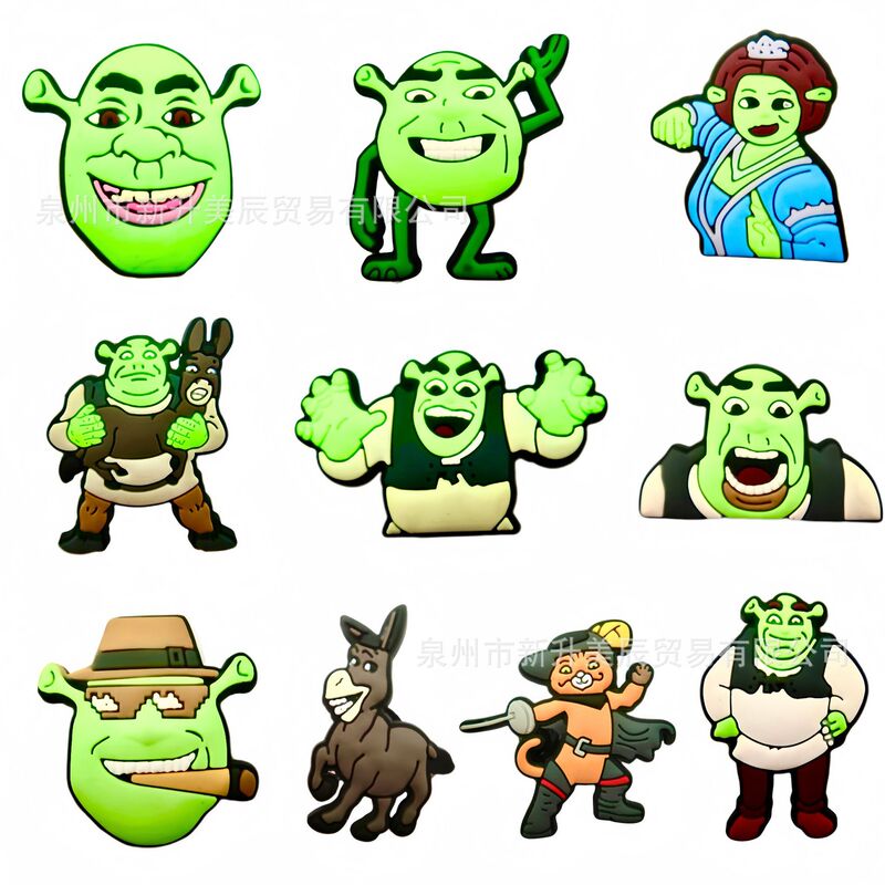 New Shrek Crocs Shoe Charms Accessories DIY Cross-Border Wholesale Cartoon Shoe Charms