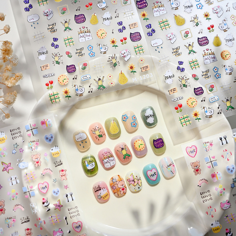 Ironstone Childlike Style Nail Art Stickers M-1187 Cute Cat, Bear, Star, Heart, Rainbow, Flower Nail Stickers Ironstone Childlike Style Nail Art Stickers M-1187 Cute Cat, Bear, Star, Heart, Rainbow, Flower Nail Stickers