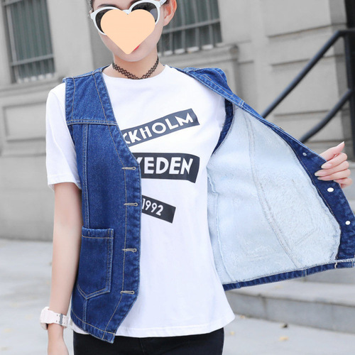 Women's Spring and Summer Versatile Denim Vest Short Sleeve Loose Korean Style Sleeveless Blouse Outerwear Cardigan Overcoat for Students and Trendy Outfits