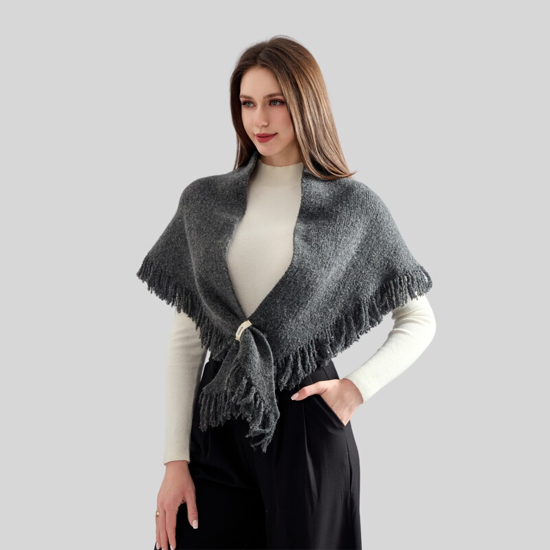 女性用カジュアルスカーフ、ハイエンド模造カシミヤタッセルニット三角スカーフ、多用途暖かいショール、多機能スカーフ|undefined
