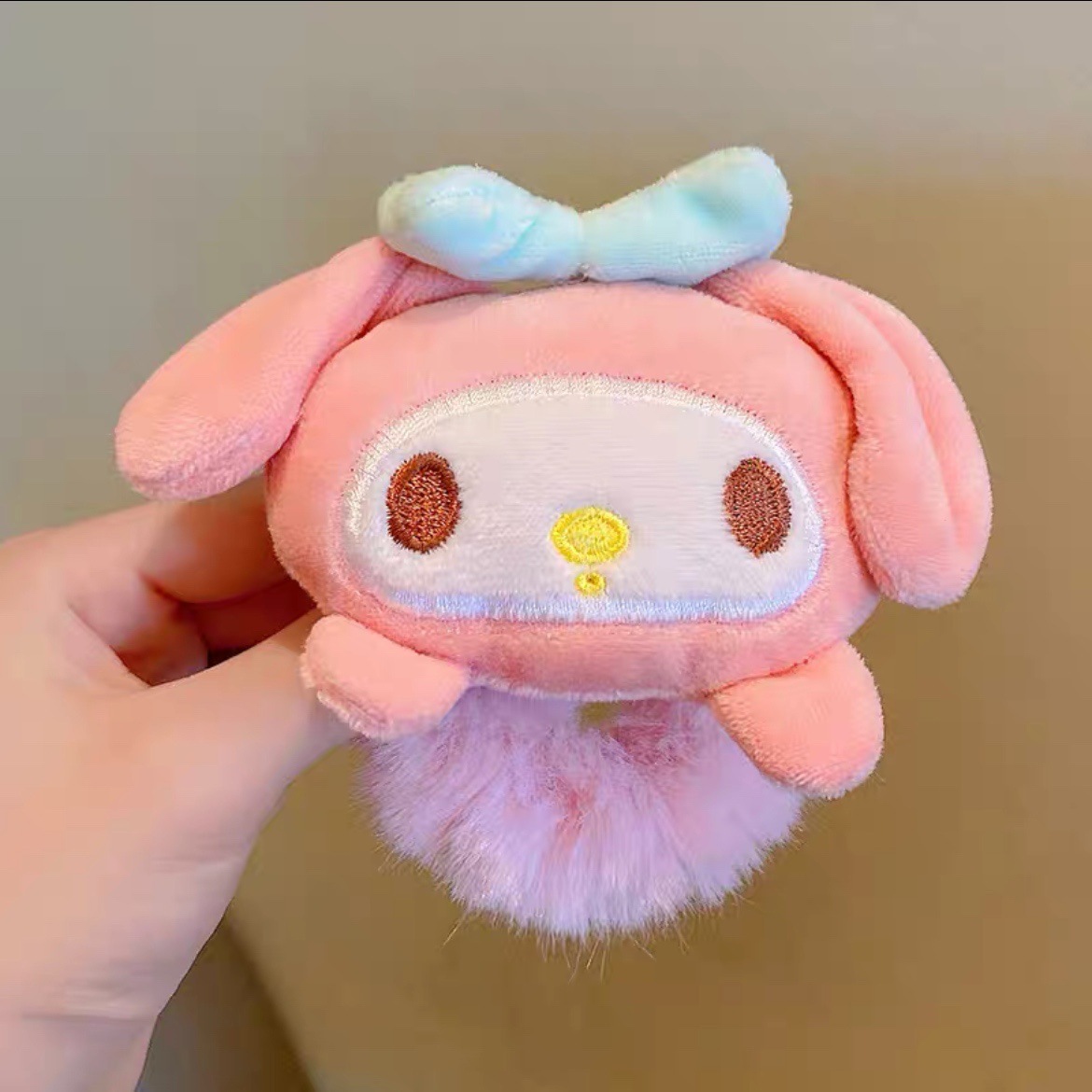 Sanrio colorido tejido de otoño e invierno para niños cuerda de pelo de dibujos animados linda chica banda de goma tocado alto elástico diadema duradera