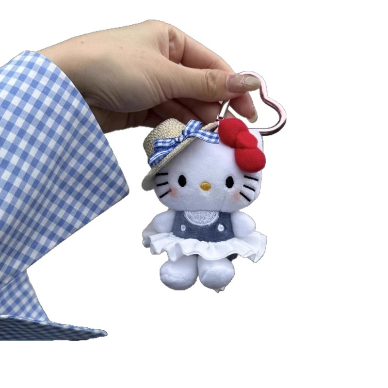 可爱kitty头套钥匙扣新款挂件书包挂饰毛绒包包礼物公仔玩偶|undefined