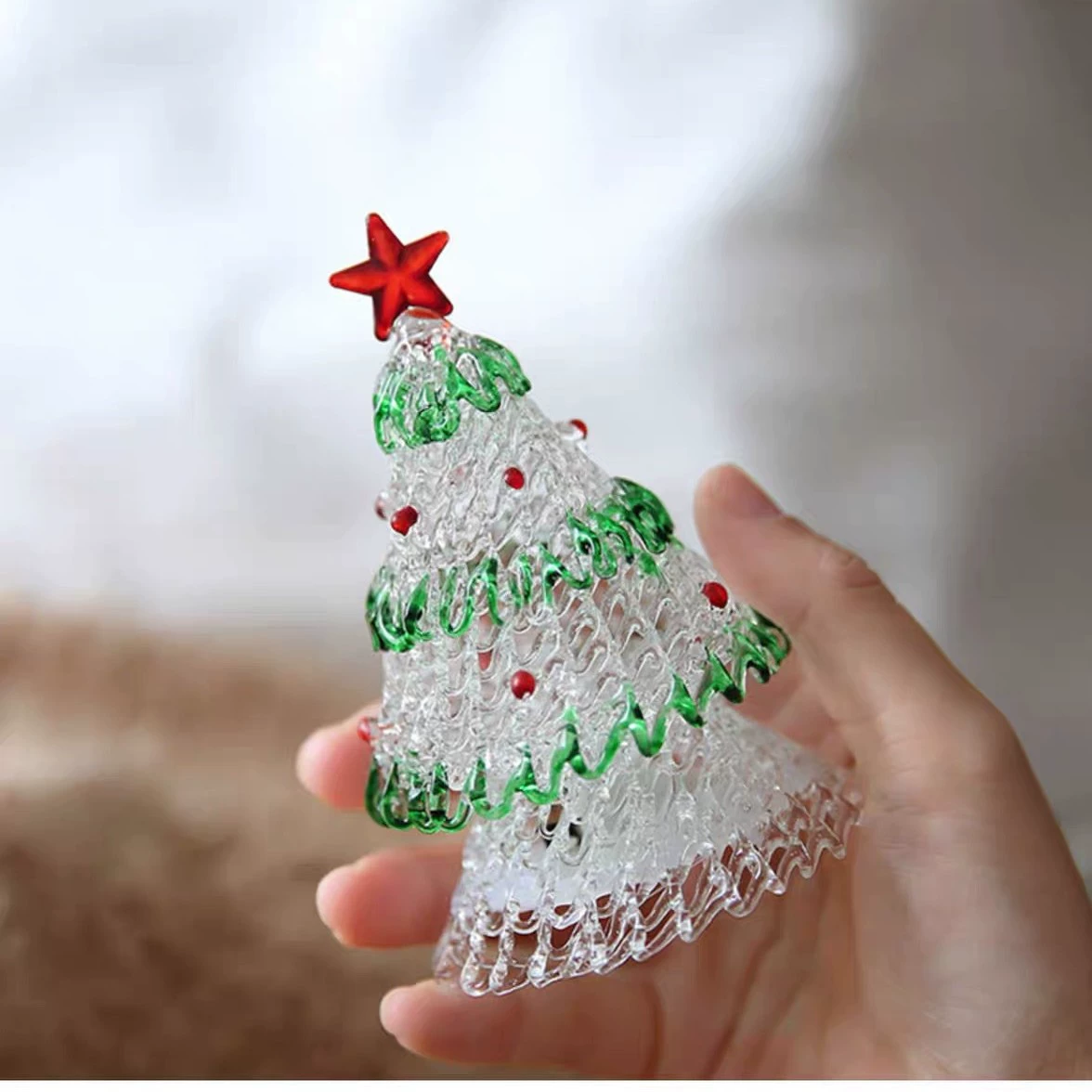 Glass holiday ornament, assorted gift box styles, handmade fragile decorations 4.5–13 cm