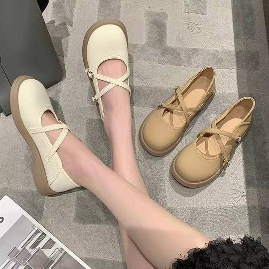Two-Wear Small Leather Shoes for Women's Summer Outer Wear 2025 New Versatile French Loafers Retro Shallow Mouth Mary Jane Women's Shoes