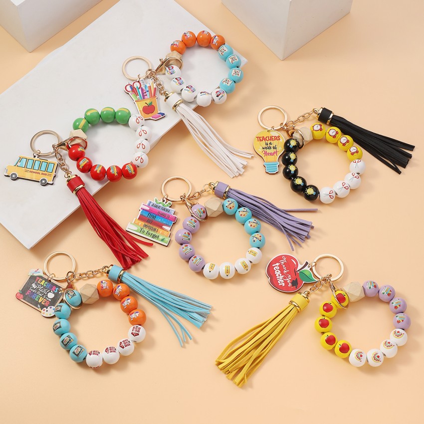 35g Weight Keychain Classification 1 Piece Quantity School, Graduation Occasion Acrylic, Wood Material Teachers' Day Festival Book, Letter, Tassel Pattern Unisex Gender Beaded Design Modern Style Style Modern Style Book Letter Tassel Arylic Wood Beaded Teachers' Day Unisex Keychain 13