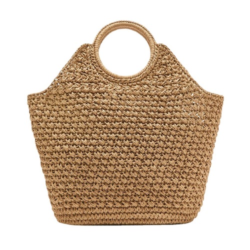 Summer new women's bag simple casual holiday style woven handbag open large capacity beach bag straw bag