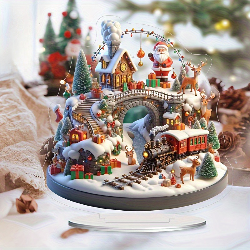 Nuevos productos transfronterizos Navidad decoración de la serie de regalos festivos para el hogar decoración de escritorio artesanía acrílica 2D decoración