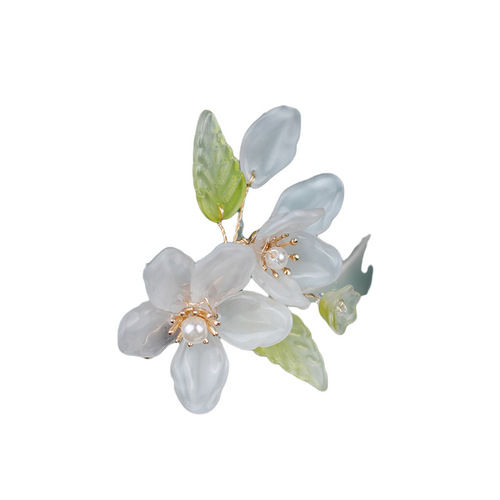 Ancient style hair accessories pink glazed flower hair clip side clip for young girls Hanfu headdress retro unmounted fresh and new