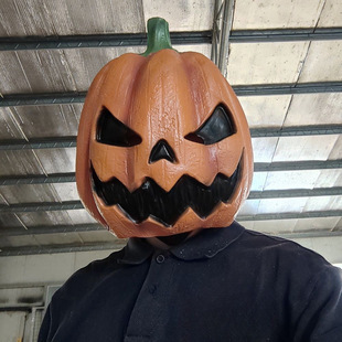 Horror Pumpkin Mask Halloween Carnival Party COS Pumpkin Moonlight Night Devil Ball Performance Latex Headset