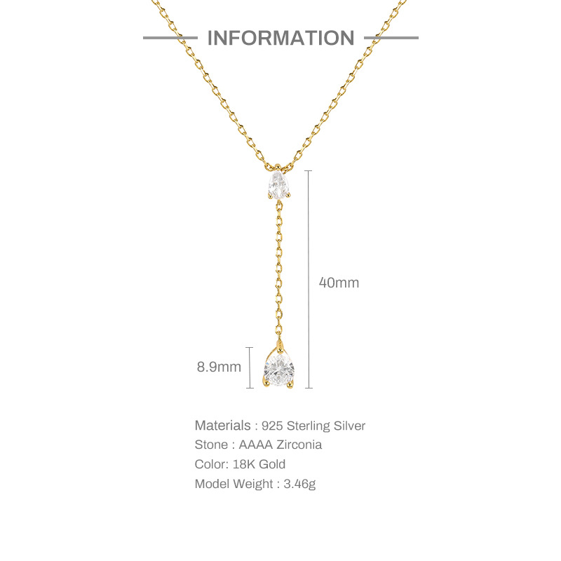 Fashion Solid Color Sterling Silver Necklace Chain Inlay Zircon 925 Silver Necklaces display picture 1