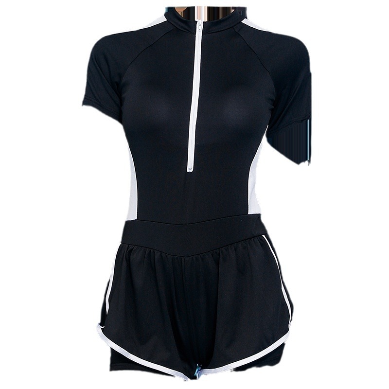 Nuevo traje de baño femenino estudiante de moda deportes slim fit adelgazamiento de una pieza boxeadores traje de baño de vacaciones fábrica al por mayor