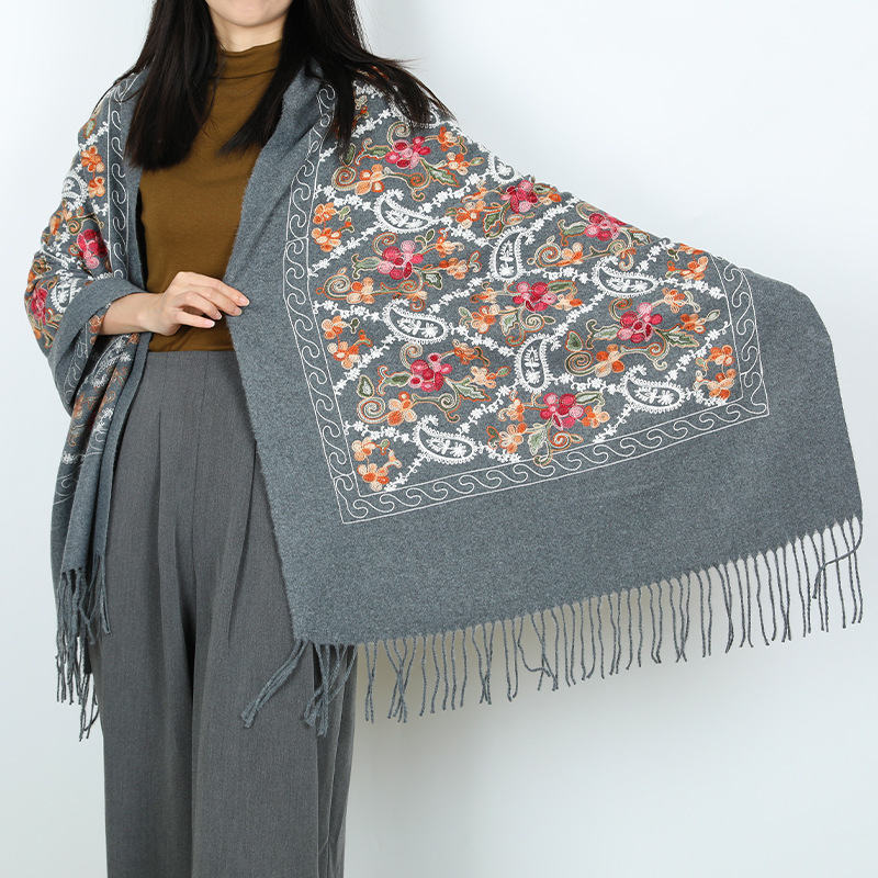 2024 nuevo invierno estilo nacional de invierno bufandas de cachemira flor de caju decoración cálida